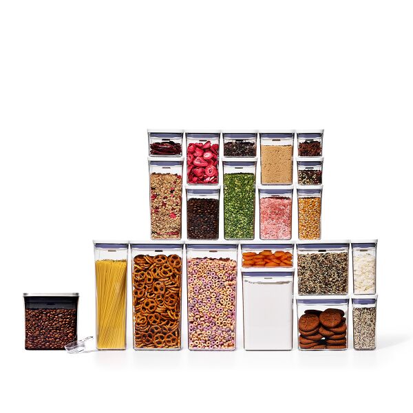 20-Piece POP Container Set & Steel Coffee POP Container (1.7 Qt) with Scoop Bundle E1