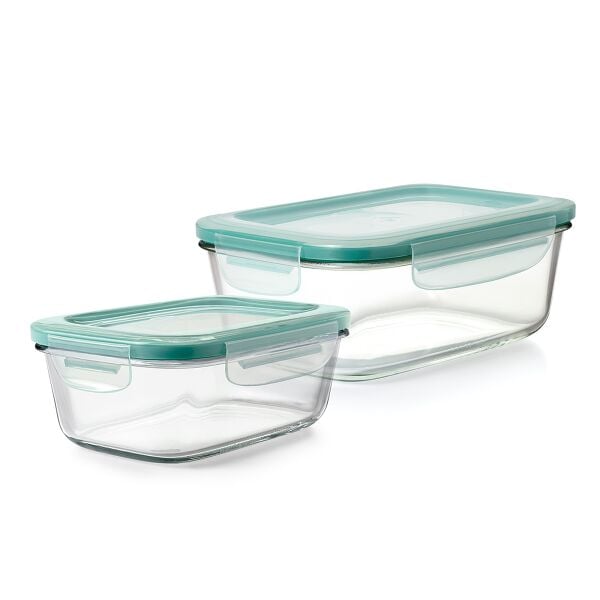 8 Cup Smart Seal Glass Rectangle Container & 3.5 Cup Smart Seal Glass Rectangle Container Bundle C6