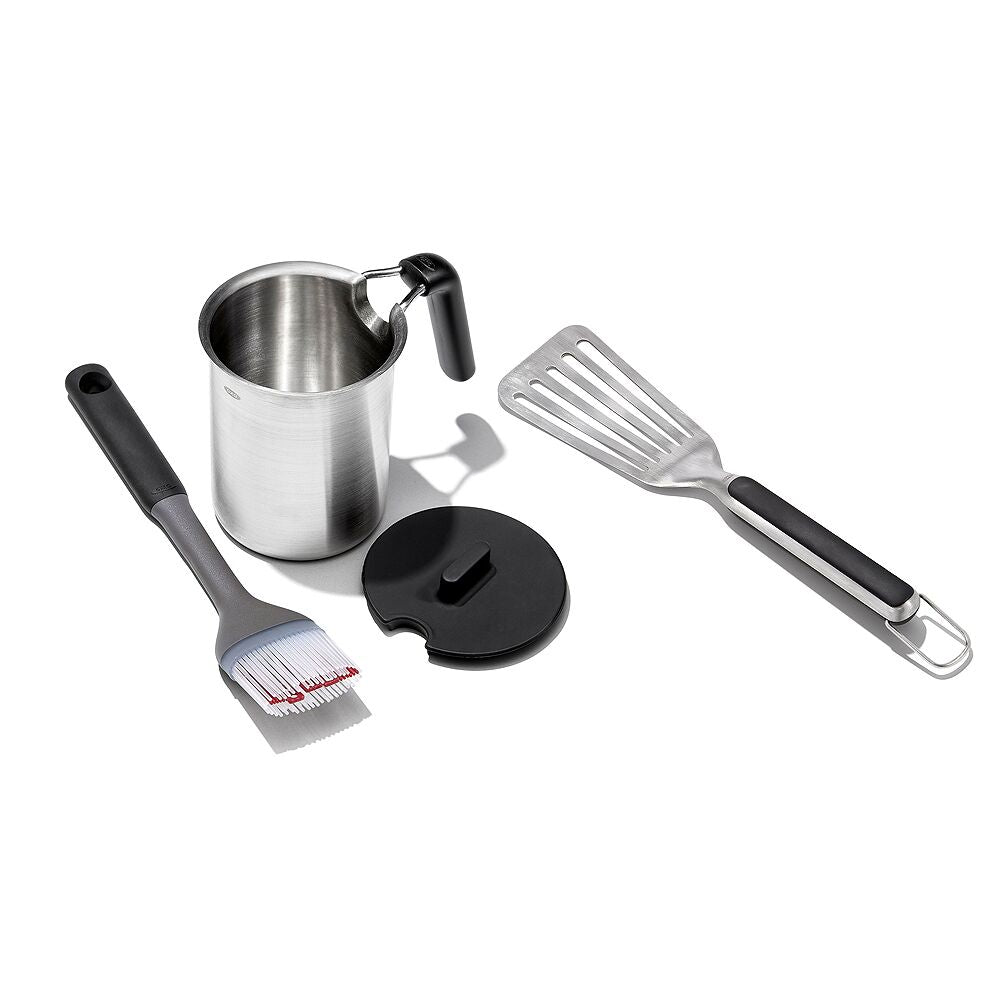 Grilling Basting Pot and Brush Set & Grilling Precision Turner Bundle O7