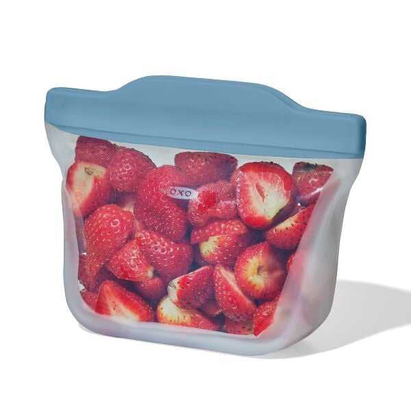 Silicone Reusable Bag Stand-Up Snack (12 oz) - Ocean Blue F3