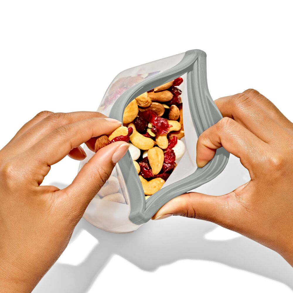 Silicone Reusable Bag Stand-Up Snack (12 oz) - Fog H1