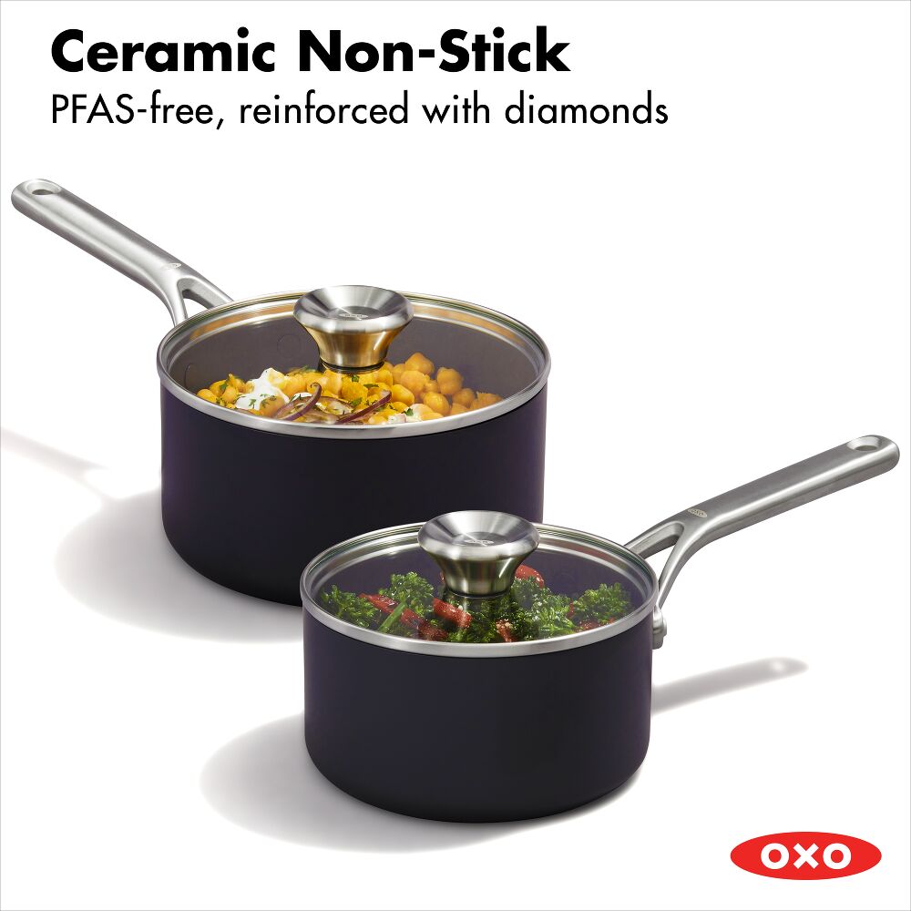 Ceramic Professional Non-Stick 4-Piece Saucepan Set (1.7 Qt & 2.3 Qt) L8