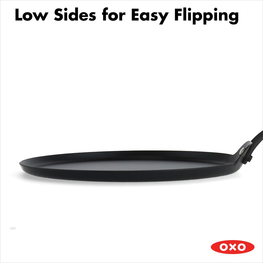 Obsidian Carbon Steel 10-Inch Crêpe Pan with Silicone Sleeve A1