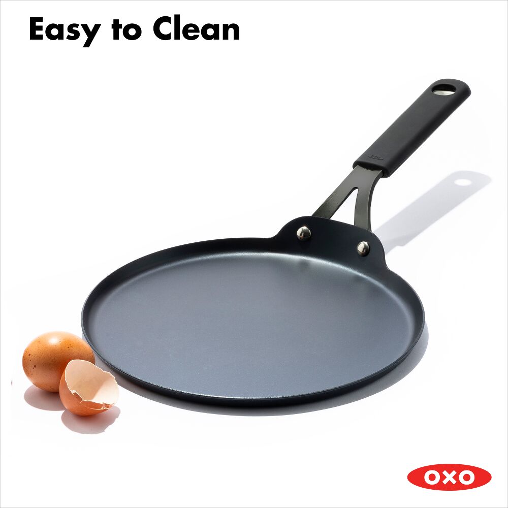 Obsidian Carbon Steel 10-Inch Crêpe Pan with Silicone Sleeve A1