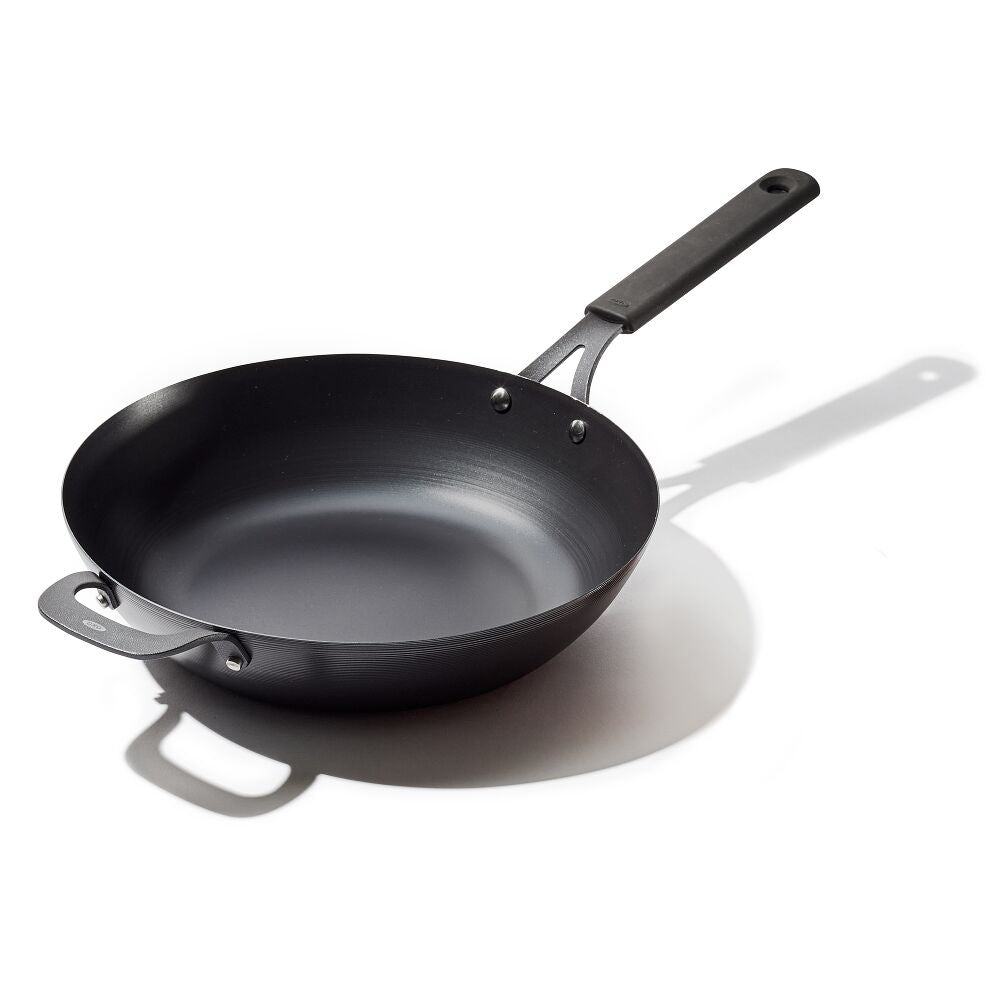Carbon Steel Obsidian Series 12-Inch Wok with Silicone Sleeve Y8