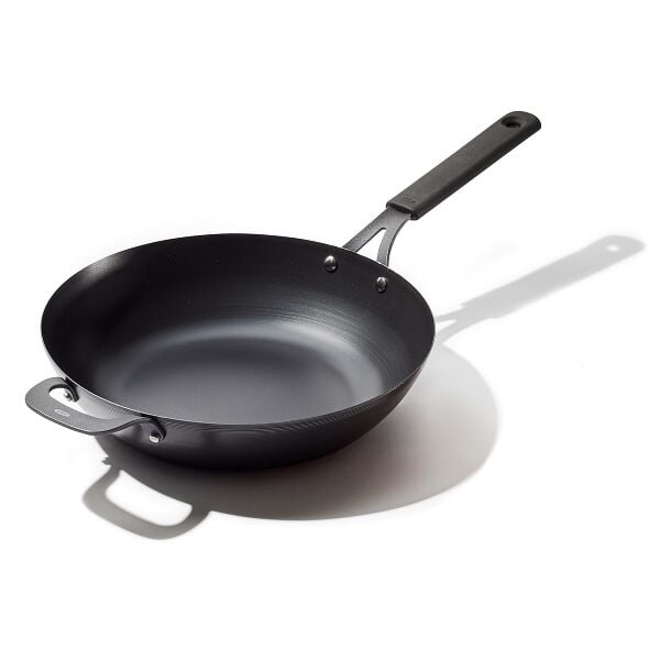 Carbon Steel Obsidian Series 12-Inch Wok with Silicone Sleeve Y8