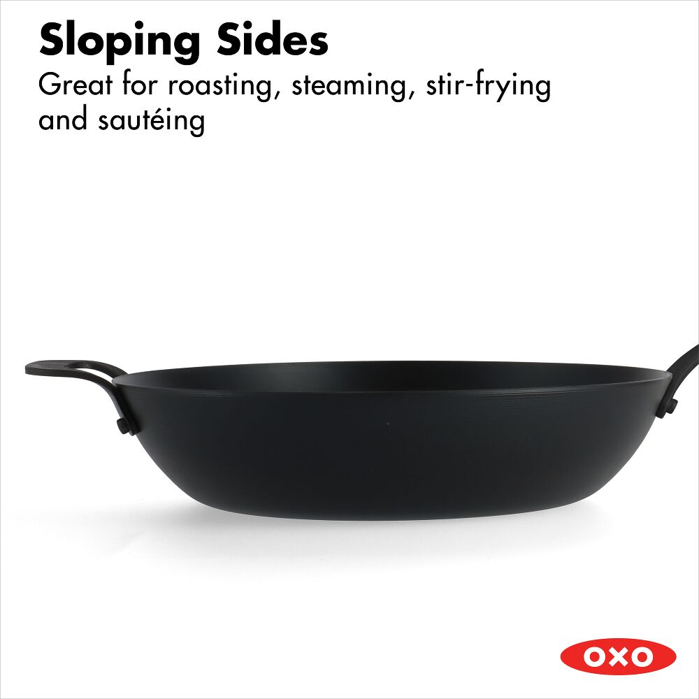 Carbon Steel Obsidian Series 12-Inch Wok with Silicone Sleeve Y8