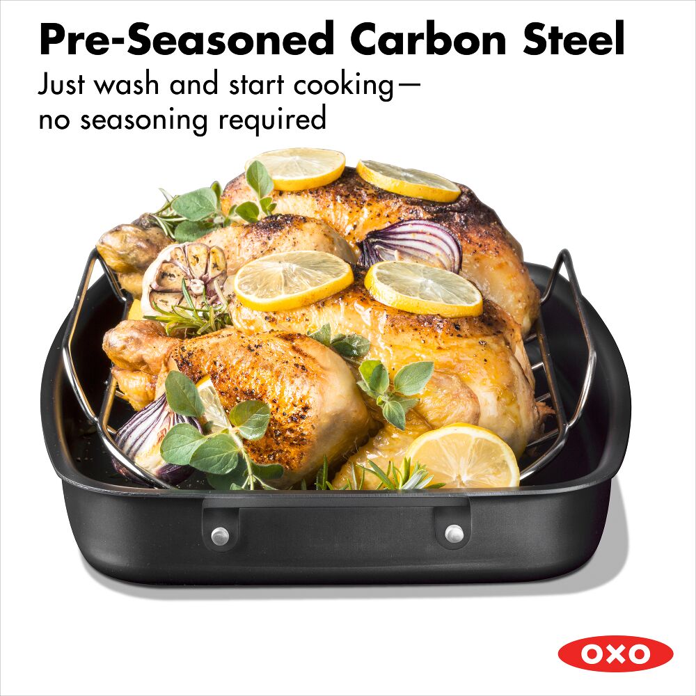 Carbon Steel Obsidian Series Roaster with Rack C3