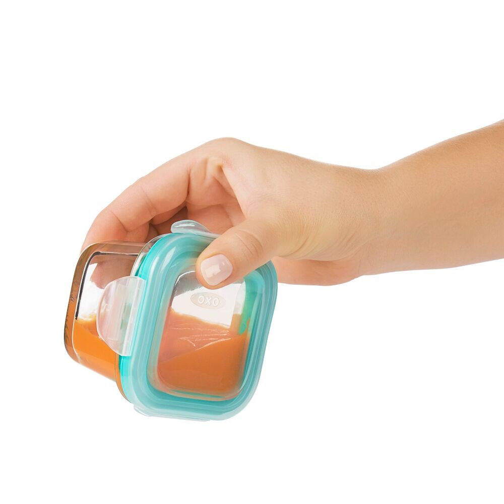 Baby Blocks Glass Food Storage Containers 4 Oz - Tot Teal K7