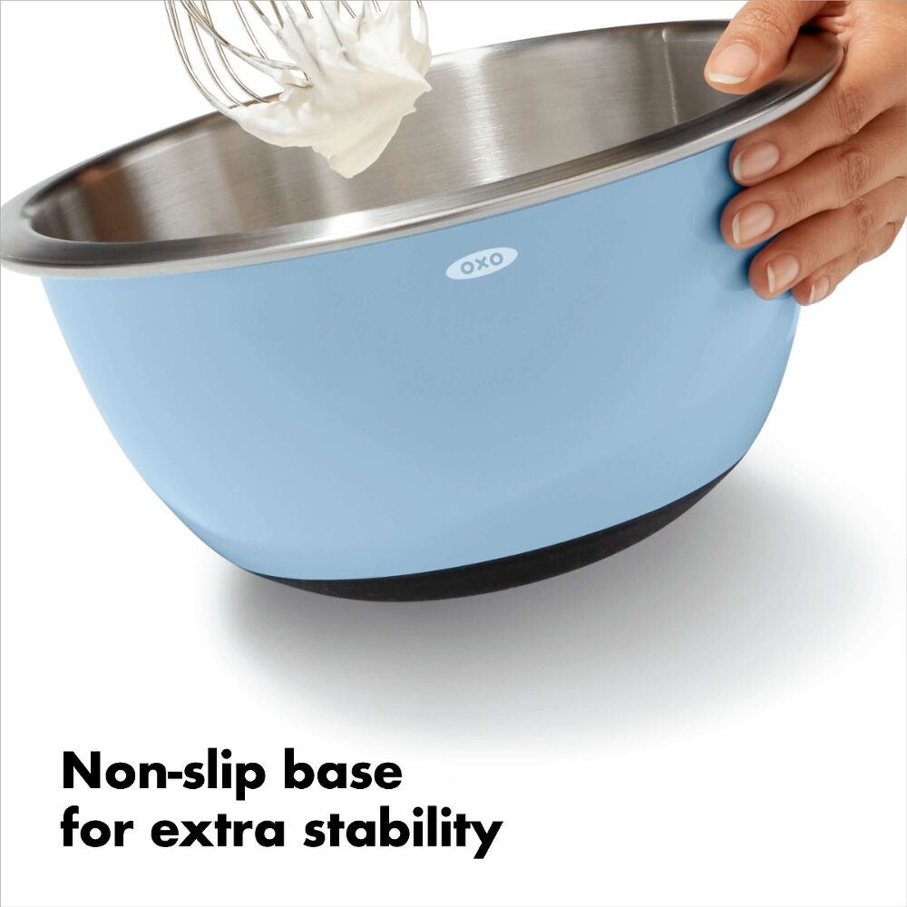 3-Piece Stainless Steel Mixing Bowl Set - Blue/Gray G7