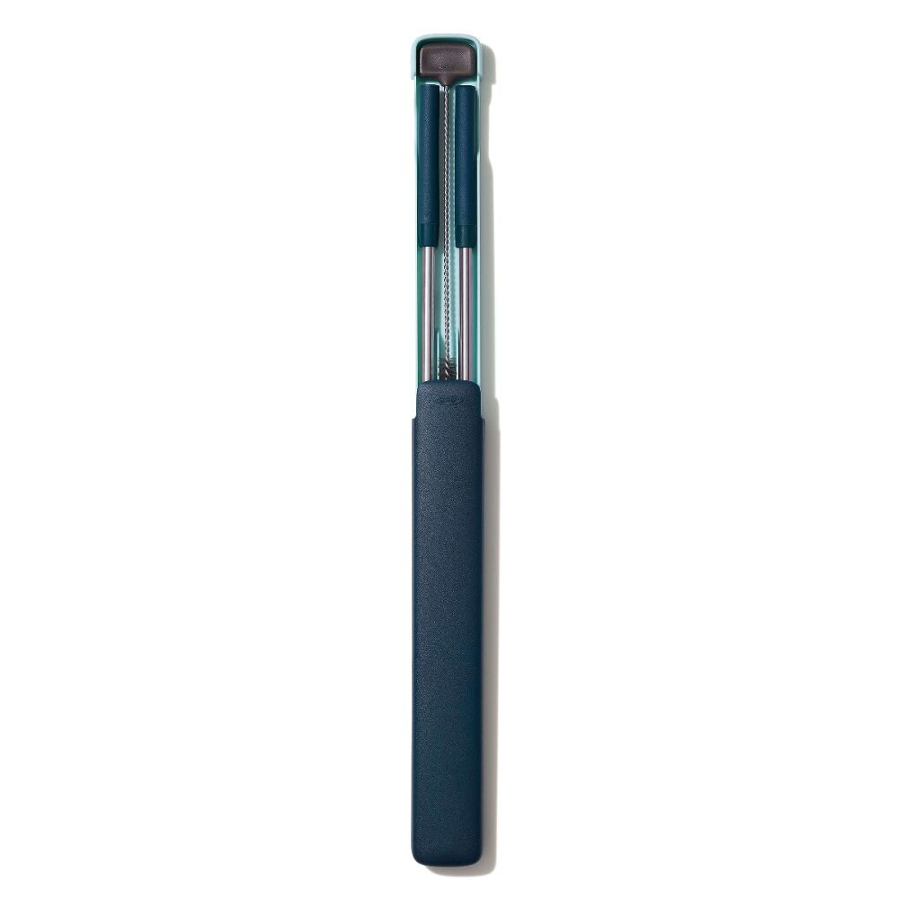 4-Piece Reusable Straw and Brush Set with Case W6