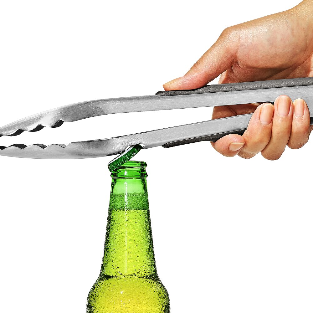 OXO Outdoor 10.5in Camp Stove Tongs with Bottle Opener D6