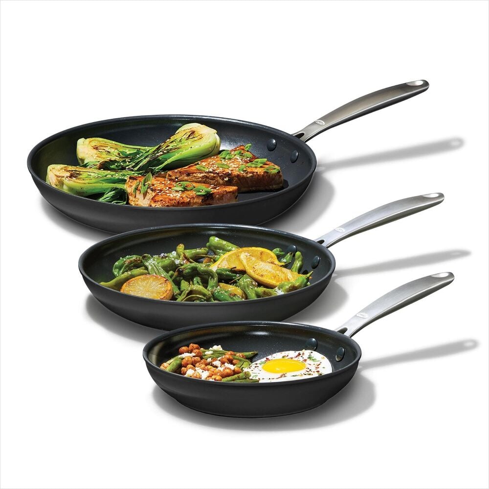 Enhanced Non-Stick 3-Piece Frypan Set — Black S8