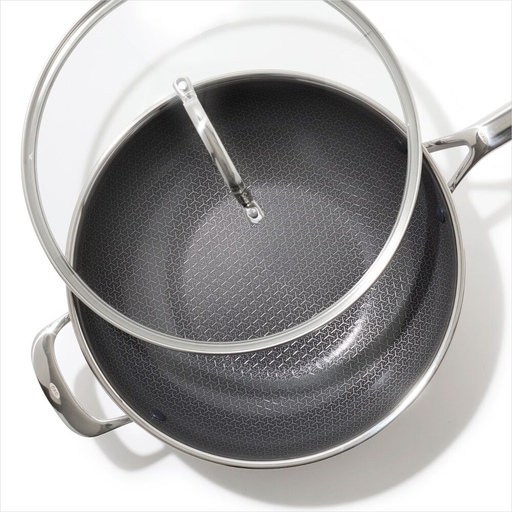 Trident Hybrid Non-Stick Stainless Steel 5 Qt Wok with Lid A9