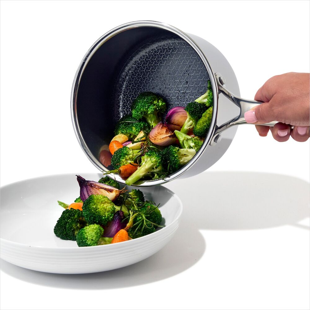 Trident Hybrid Non-Stick Stainless Steel 2.5 Qt Saucepan with Lid Q0