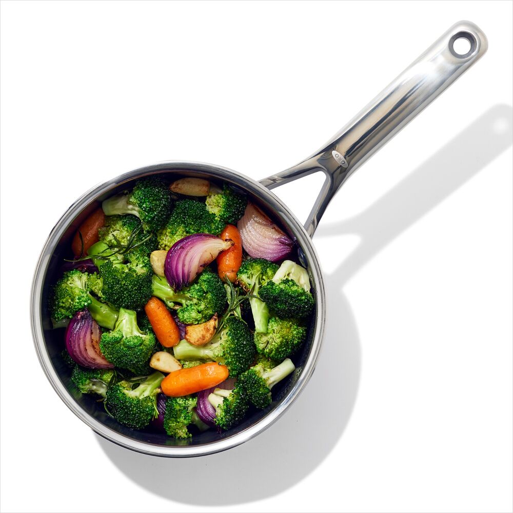 Trident Hybrid Non-Stick Stainless Steel 2.5 Qt Saucepan with Lid Q0