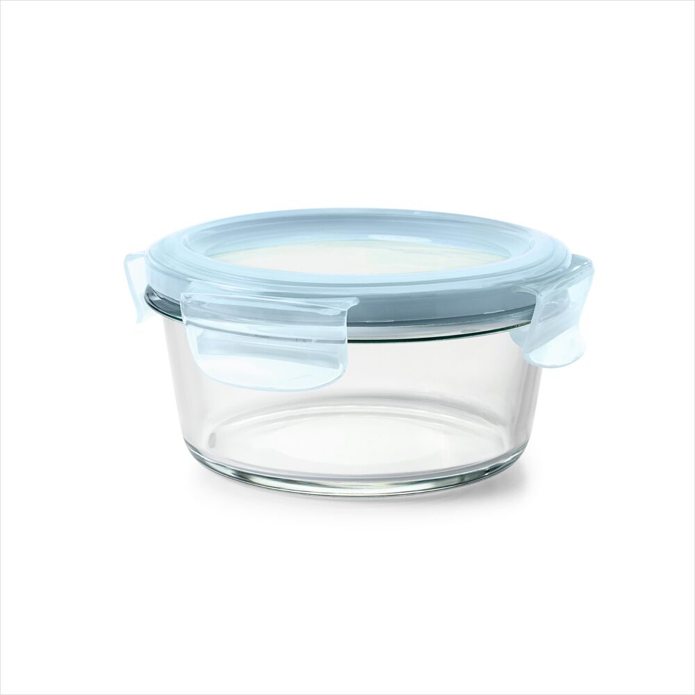 Smart Seal 2-Cup Glass Round Container - Arctic Blue W8