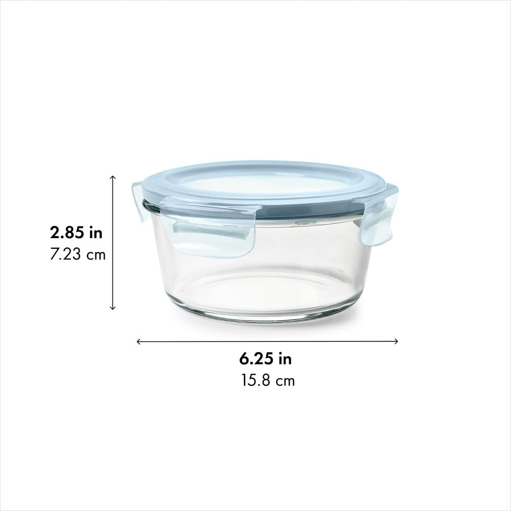 Smart Seal 2-Cup Glass Round Container - Arctic Blue W8