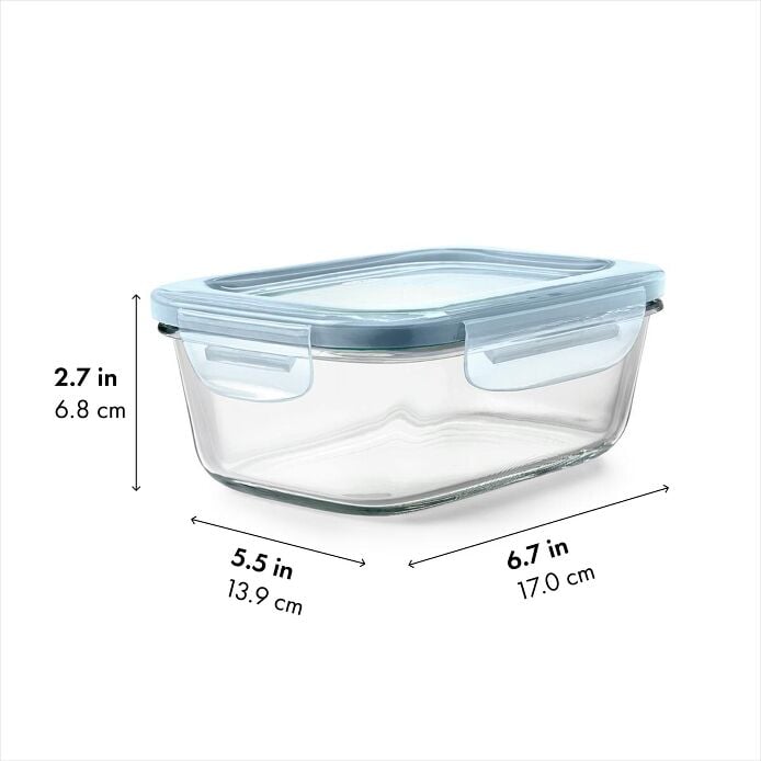 Smart Seal 3.5-Cup Glass Rectangle Container - Arctic Blue Q9