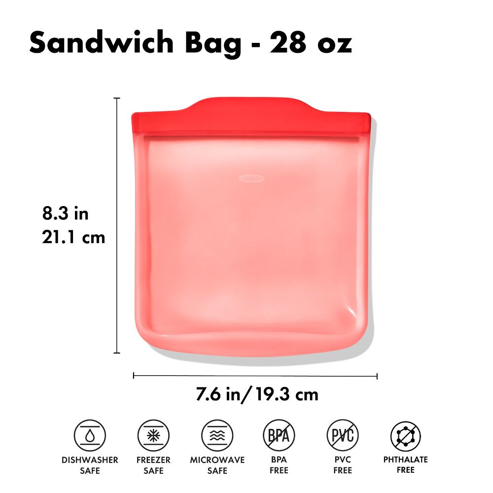 Silicone Reusable Bag - Sandwich Bag (28 oz) - Watermelon Z7