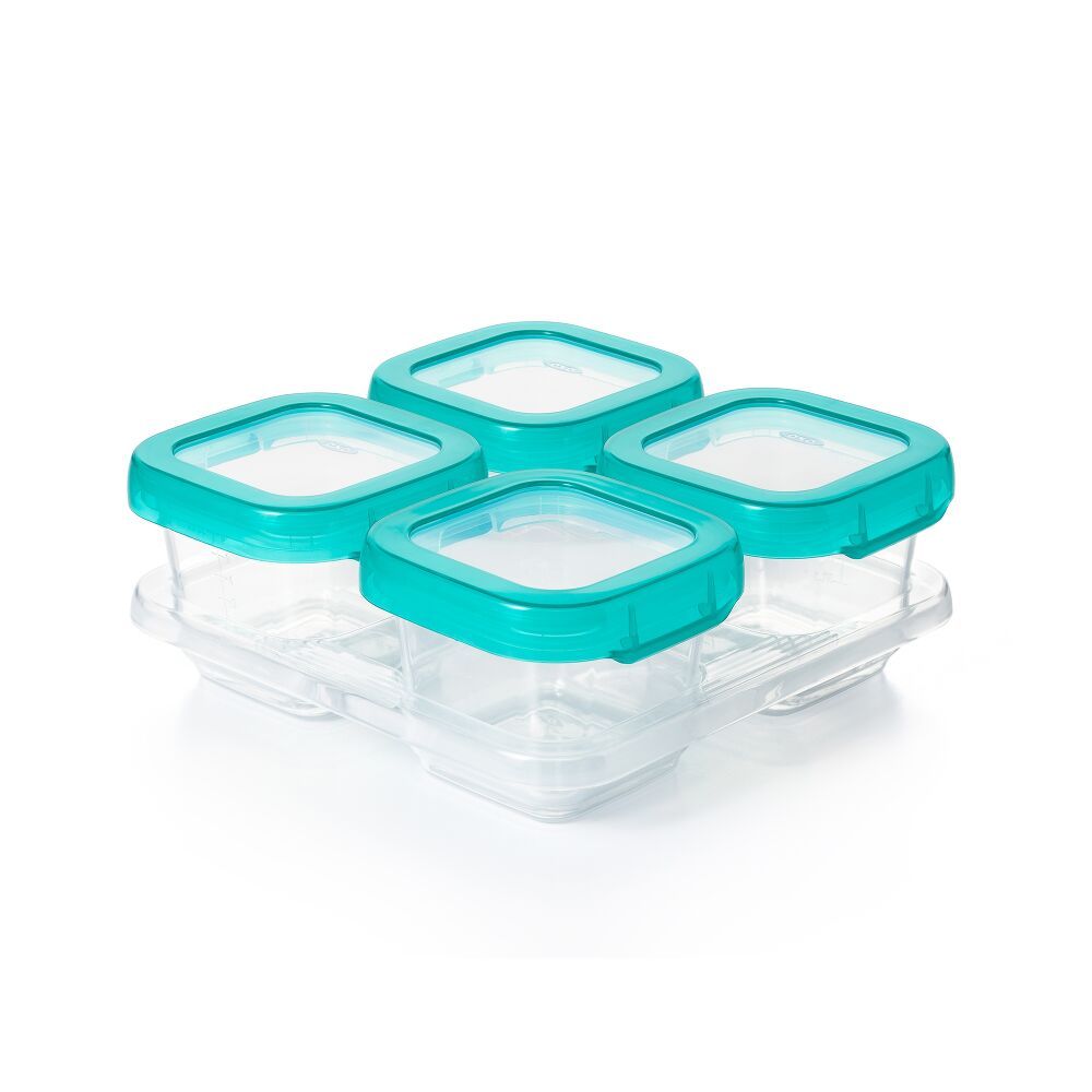 6 oz Baby Blocks™ Plastic Freezer Storage Containers - Tot Teal D8