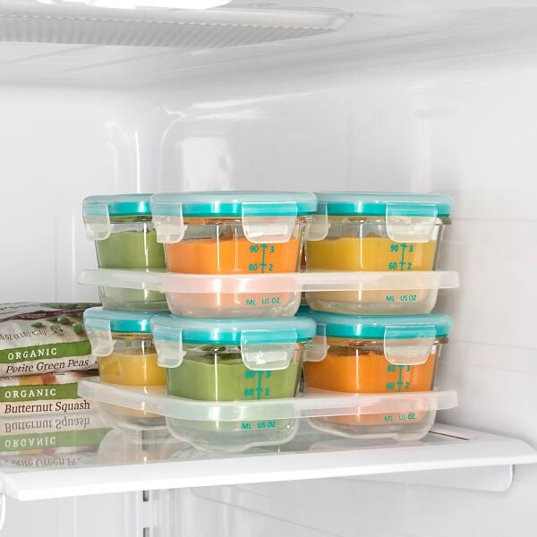 Baby Blocks Glass Food Storage Containers 4 Oz - Tot Teal K7