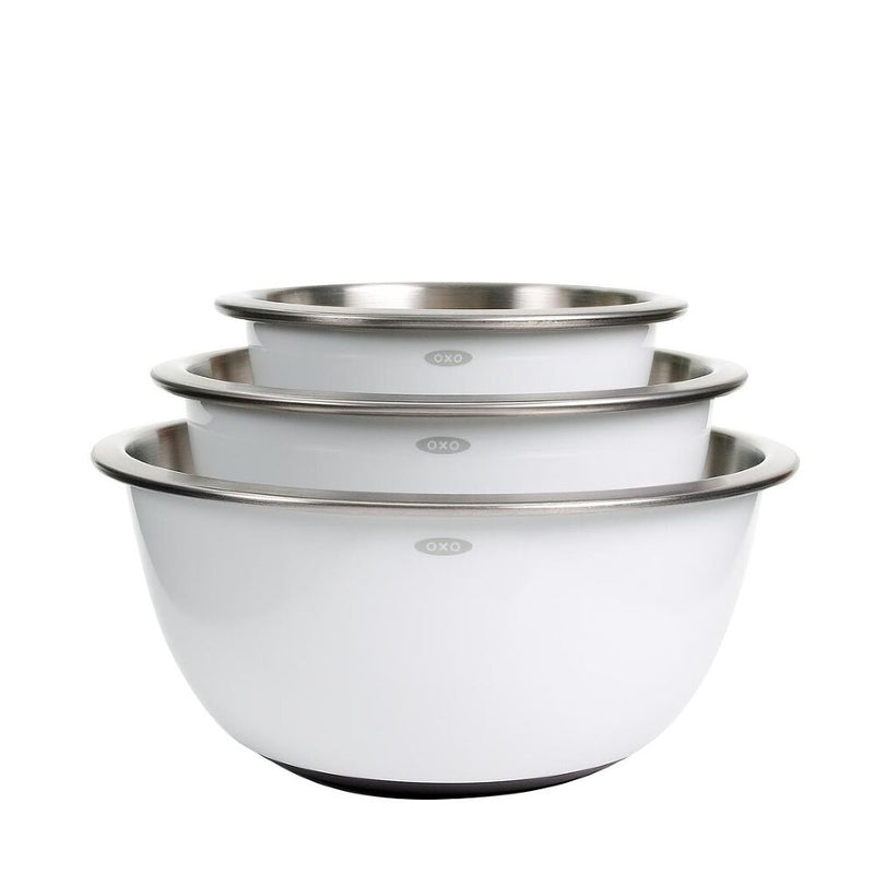 3-Piece Stainless Steel Mixing Bowl Set - White T2