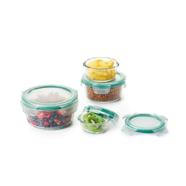 8 Piece Smart Seal Glass Round Container Set N4