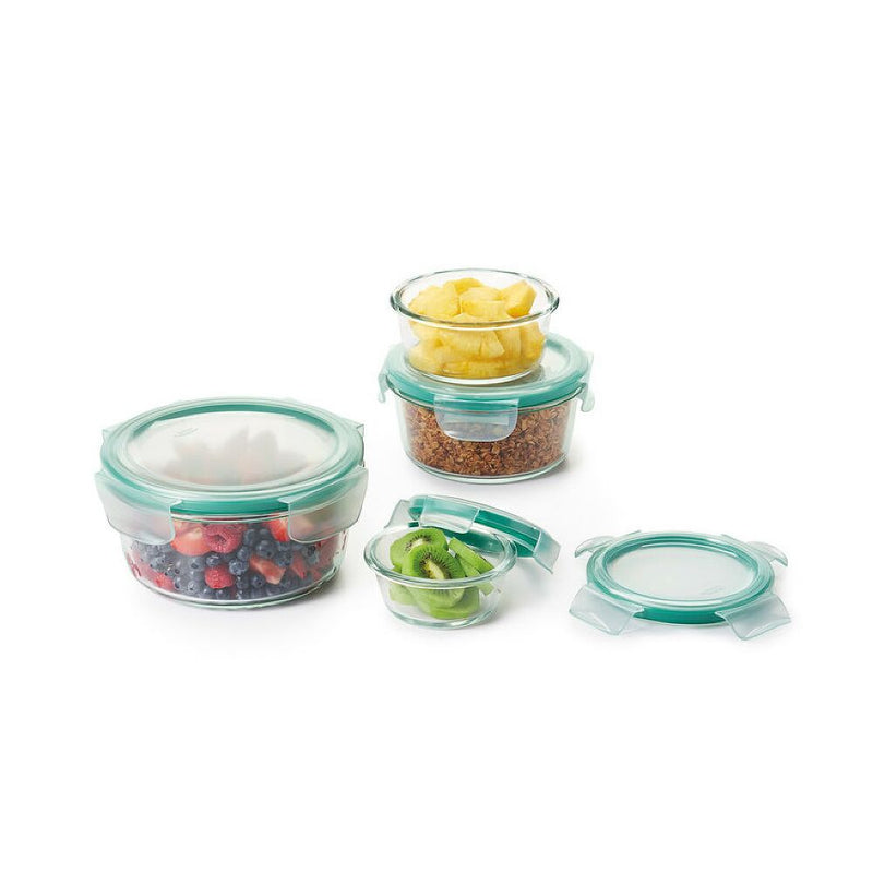 8 Piece Smart Seal Glass Round Container Set N4