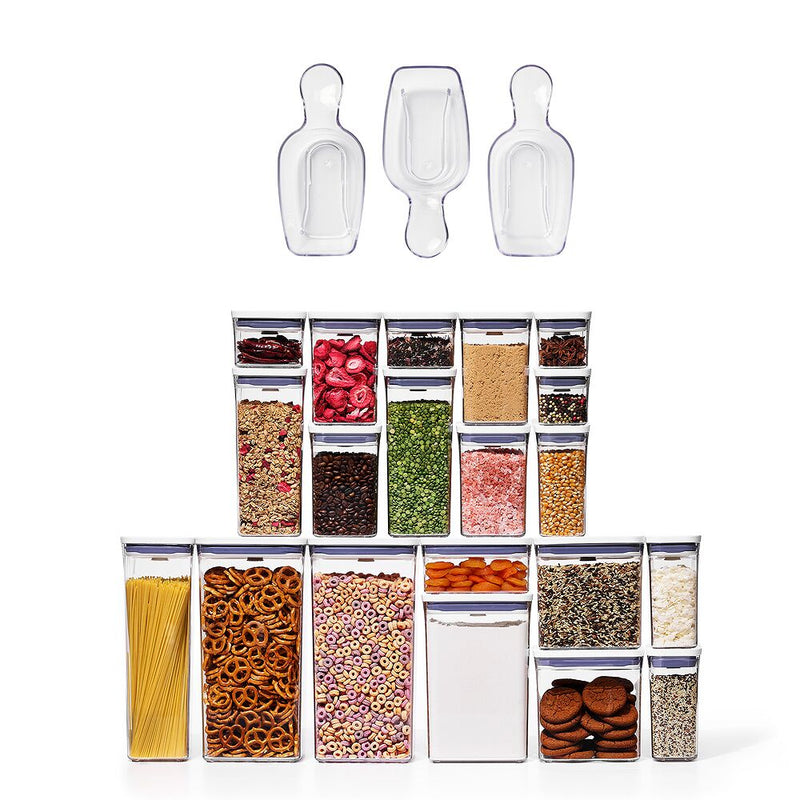 POP 3-Piece Scoop Set & 20-Piece POP Container Set Bundle Q0