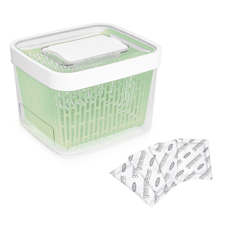 GreenSaver Produce Keeper (4.3 Qt) & GreenSaver Carbon Filter Refills - 4 Pack Bundle I7