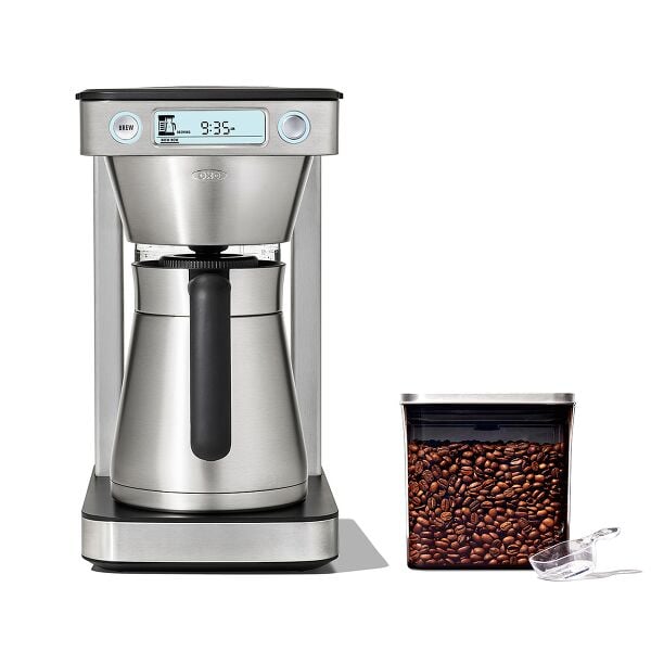 12-Cup Coffee Maker with Podless Single-Serve Function & Steel Coffee POP Container (1.7 Qt) with Scoop Bundle X8