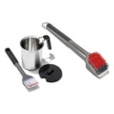 Grilling Basting Pot and Brush Set & Nylon Grill Brush for Cold Cleaning Bundle V9