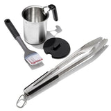 Grilling Basting Pot and Brush Set & Grilling Tongs with Built-In Bottle Opener Bundle N3