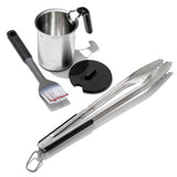 Grilling Basting Pot and Brush Set & Grilling Tongs with Built-In Bottle Opener Bundle N3