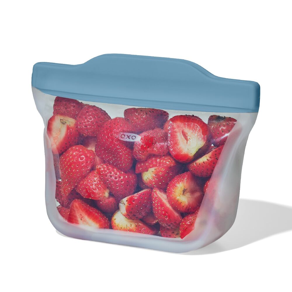 Silicone Reusable Bag  Stand-Up Snack (12 oz) - Ocean Blue Y5