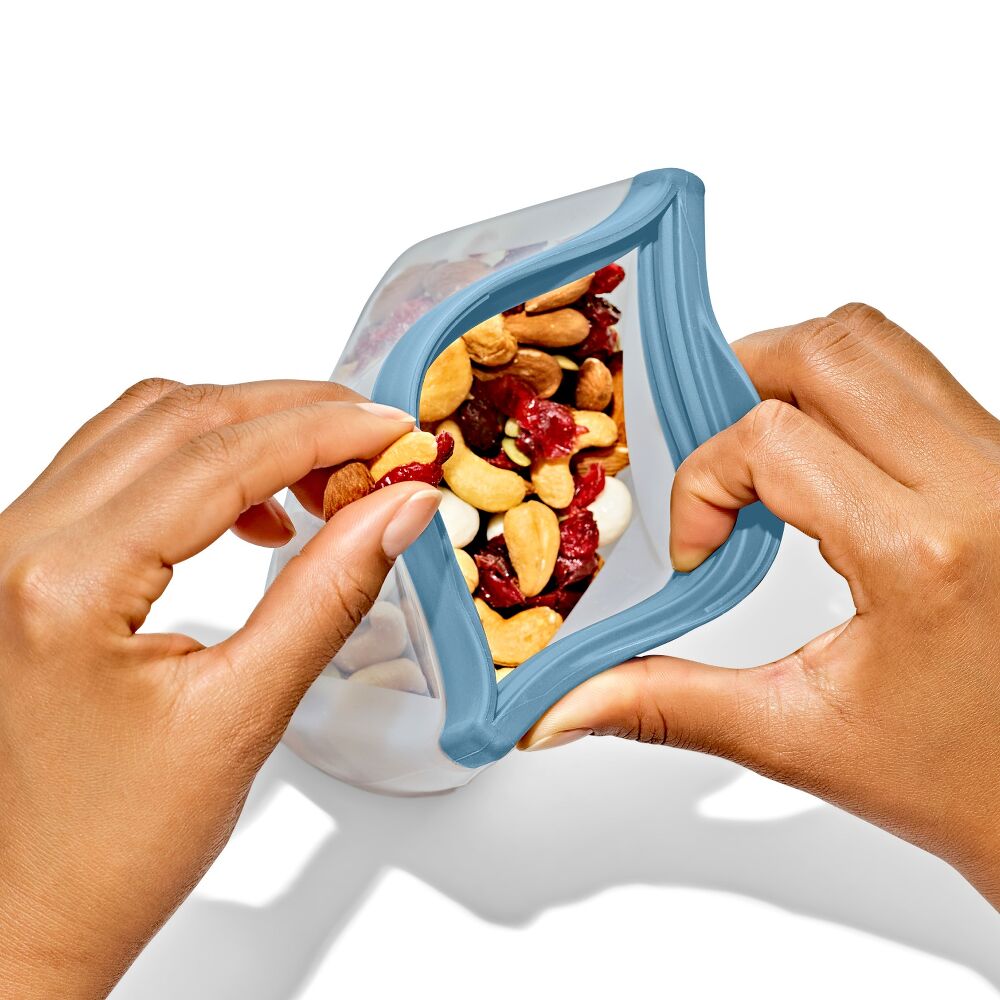 Silicone Reusable Bag  Stand-Up Snack (12 oz) - Ocean Blue Y5