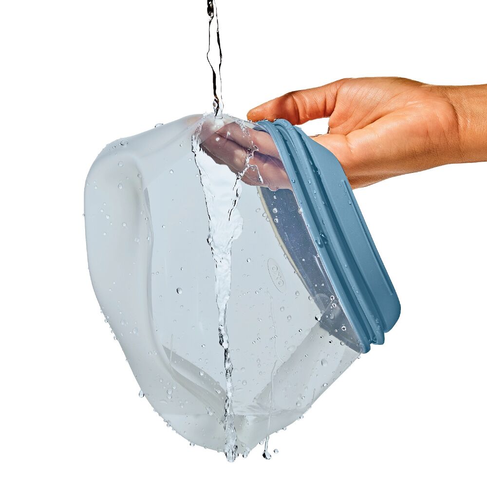 Silicone Reusable Bag  Stand-Up Snack (12 oz) - Ocean Blue F3