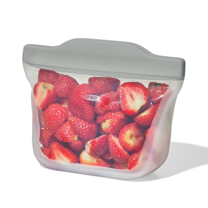 Silicone Reusable Bag  Stand-Up Snack (12 oz) - Fog J3