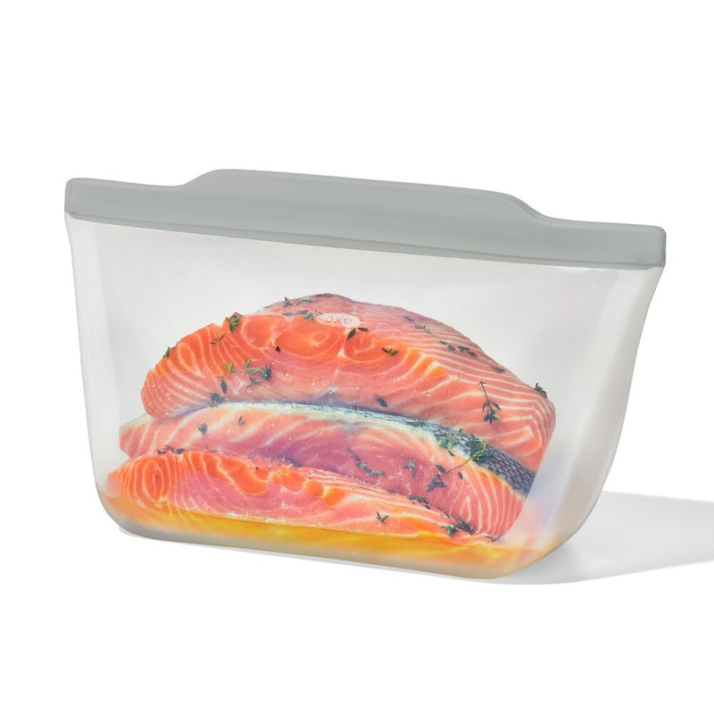 Silicone Reusable Bag  Stand-Up Half Gallon (64 oz) - Fog F2