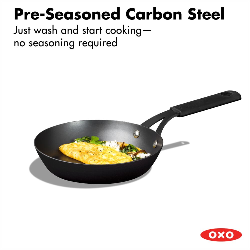 Carbon Steel Obsidian Series 8-Inch Frypan with Silicone Sleeve B4