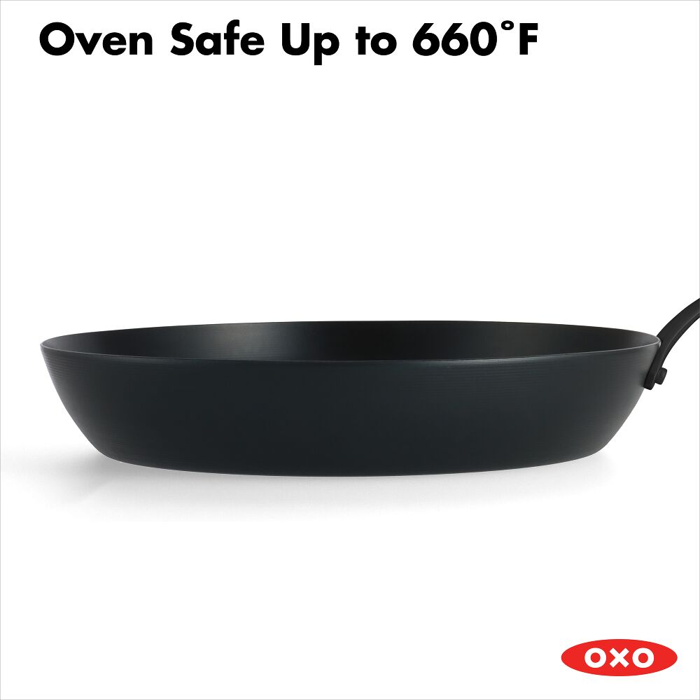 OXO Carbon Steel Obsidian Series 12-Inch Frypan with Silicone Sleeve N5