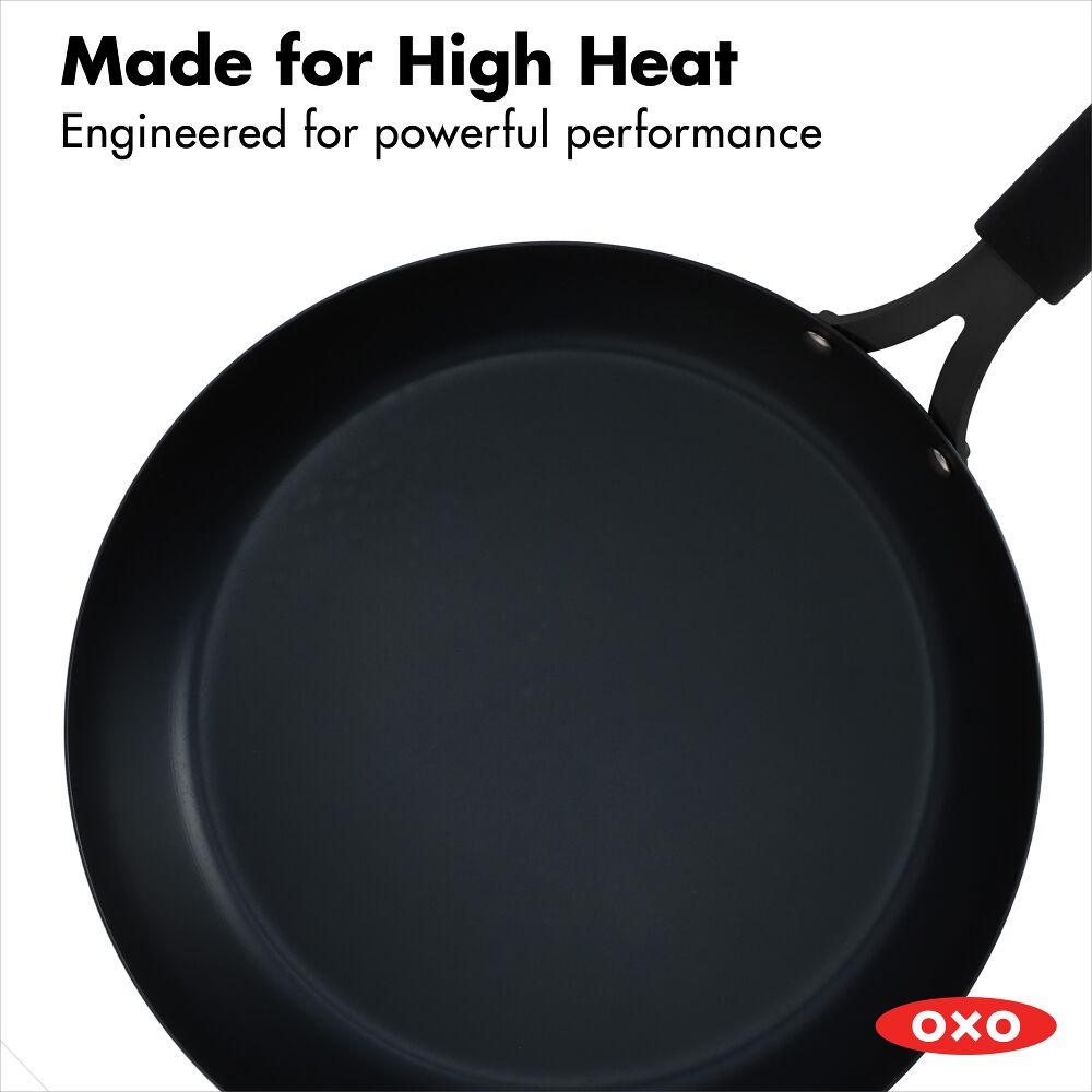 OXO Carbon Steel Obsidian Series 12-Inch Frypan with Silicone Sleeve N5