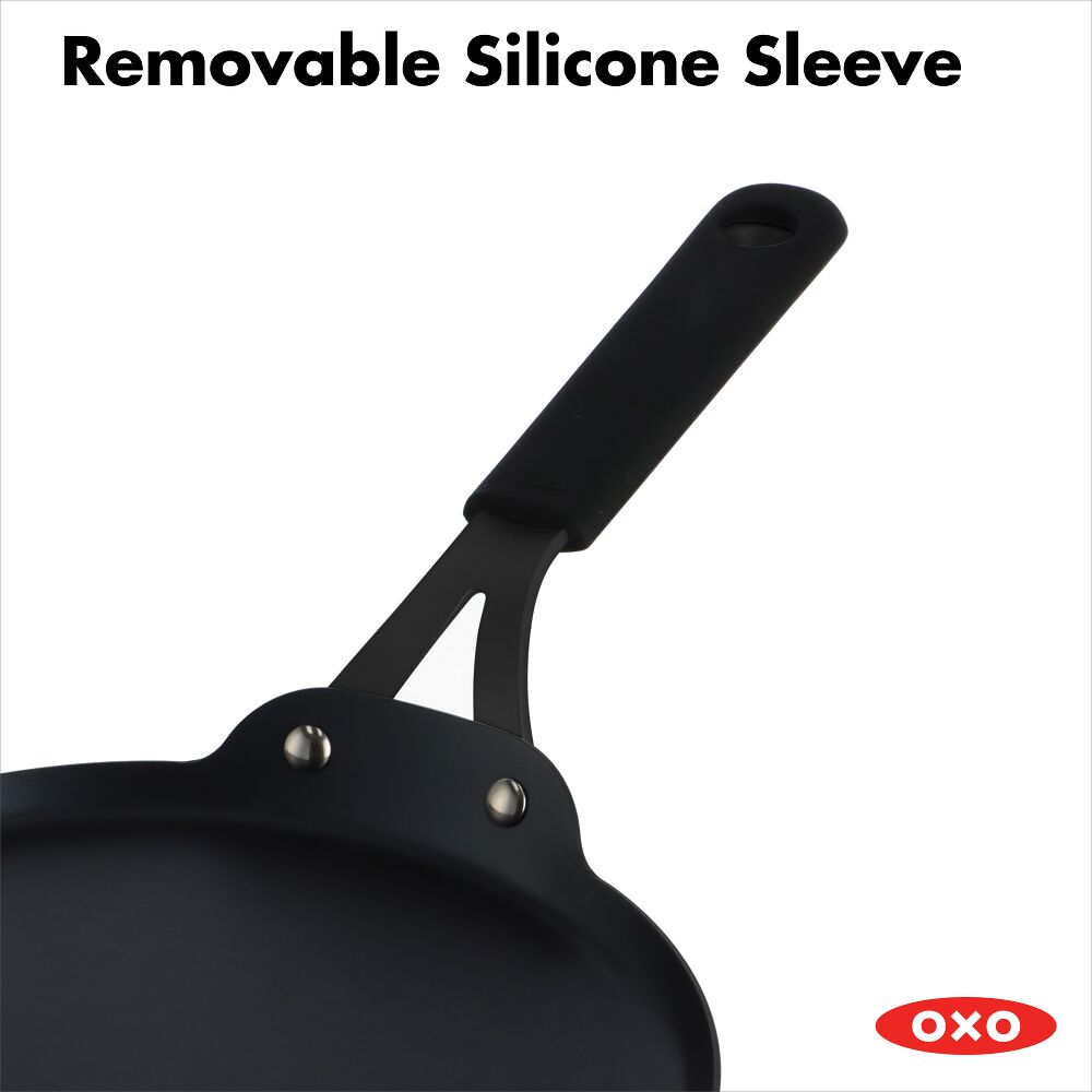 Obsidian Carbon Steel 10-Inch Crêpe Pan with Silicone Sleeve A1