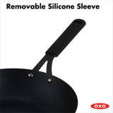 Carbon Steel Obsidian Series 12-Inch Wok with Silicone Sleeve Y8