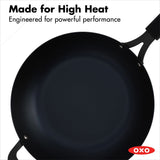 Carbon Steel Obsidian Series 12-Inch Wok with Silicone Sleeve Y8