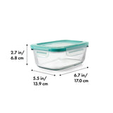 Smart Seal 3.5 Cup Glass Rectangle Container - Teal S2