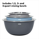 3-Piece Stainless Steel Mixing Bowl Set - Blue/Gray G7