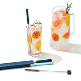 4-Piece Reusable Straw and Brush Set with Case W6
