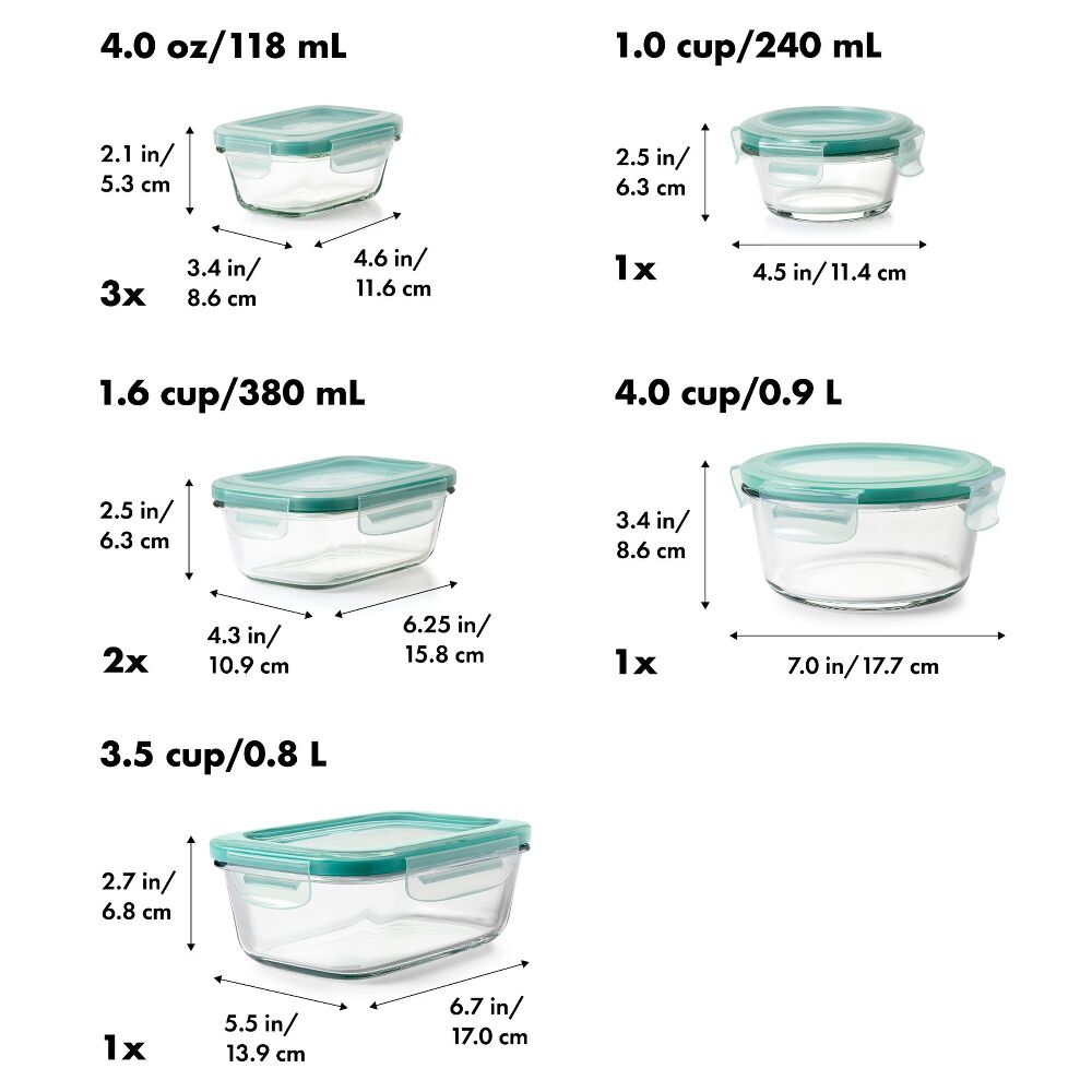 16 Piece Glass Smart Seal Everyday Container Set G2